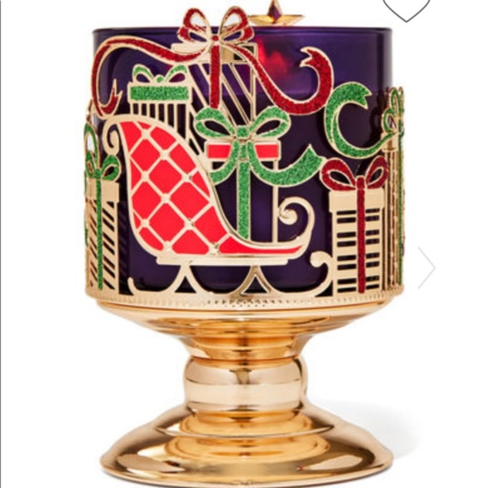 🛷 SLEIGH & PRESENTS PEDESTAL CANDLE HOLDER BRAND NEW